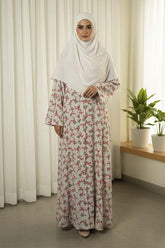 Sada Bahar Creamy Abaya | Printed Front-Open